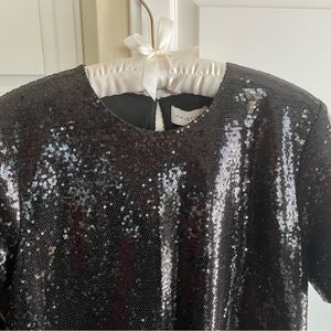 Halston black sequined top.